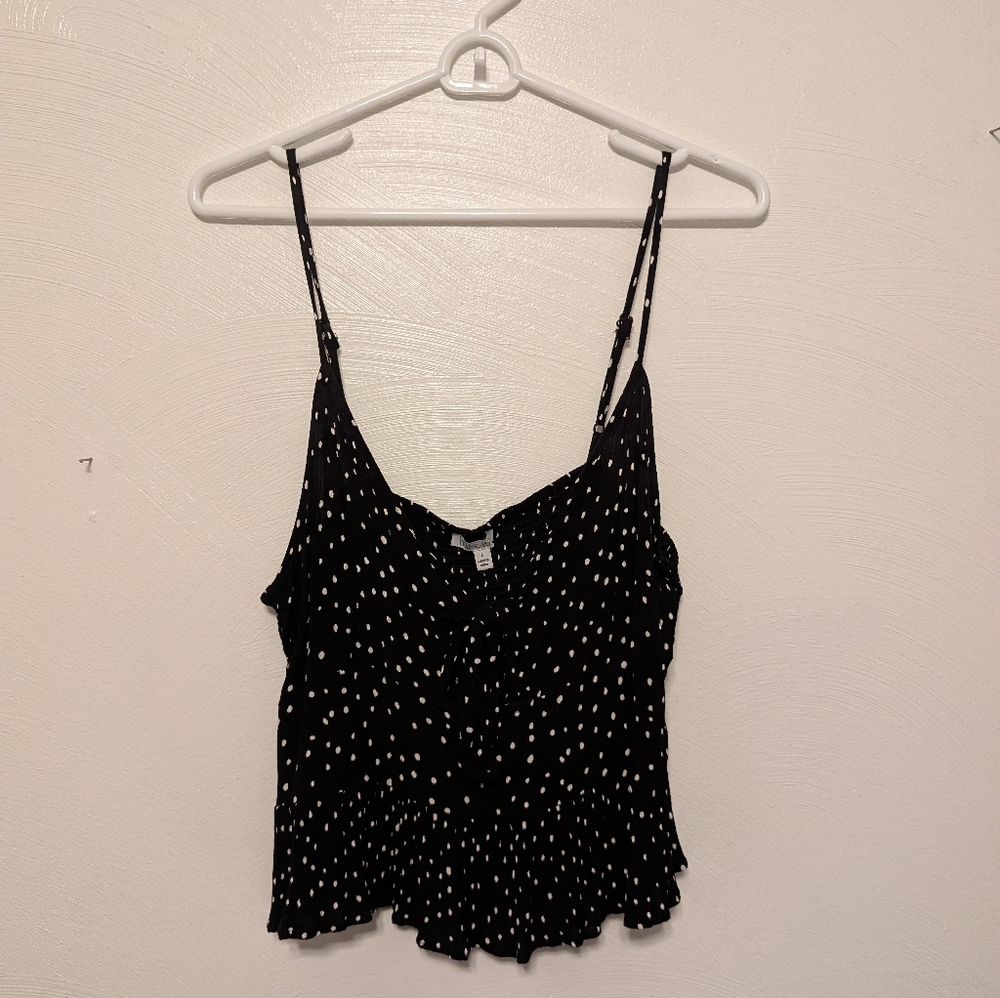 Black & White Polka Dot Crop Tank Top